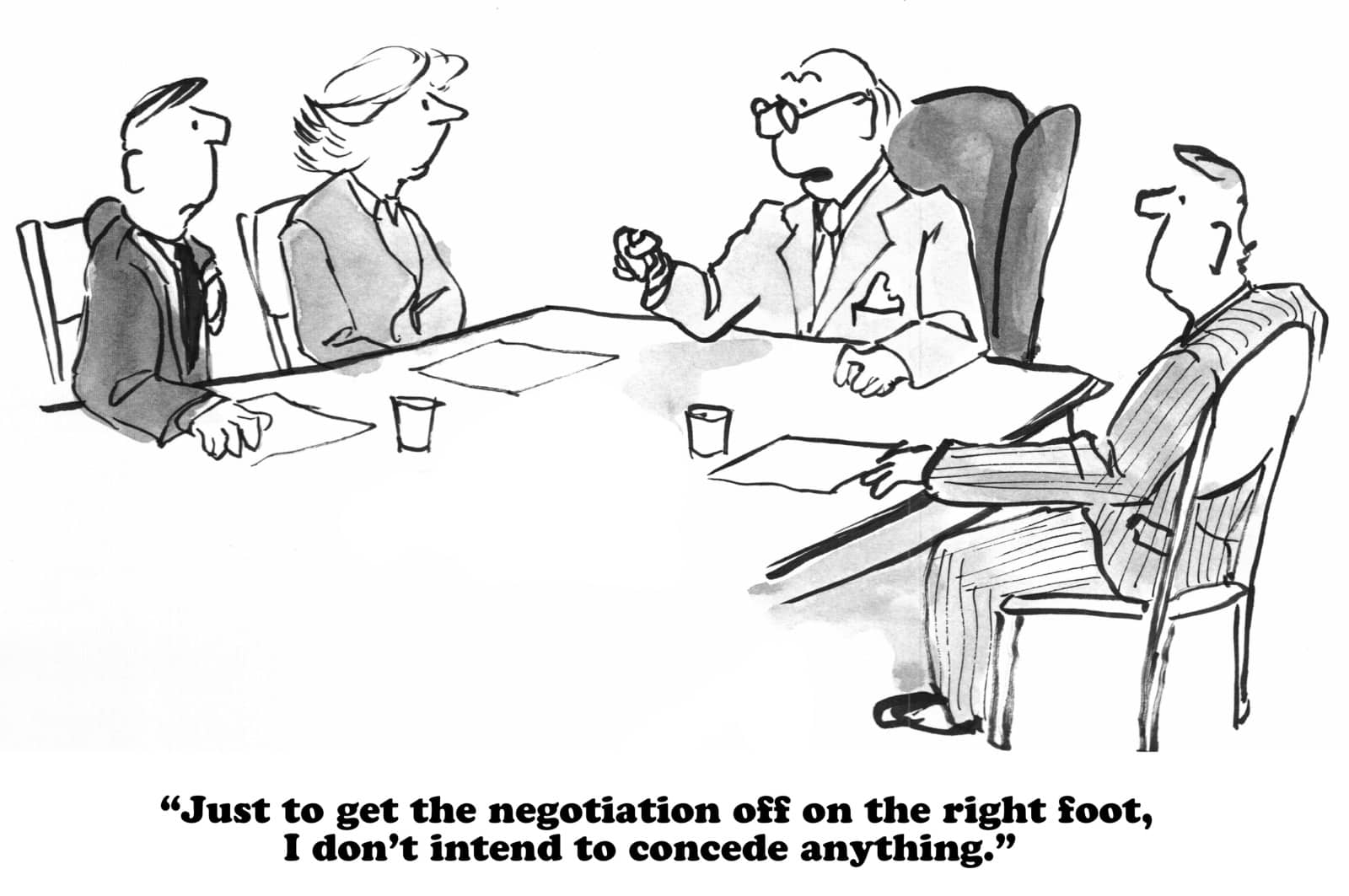 Get Negotiation On Right Foot No Concessions Cartoon